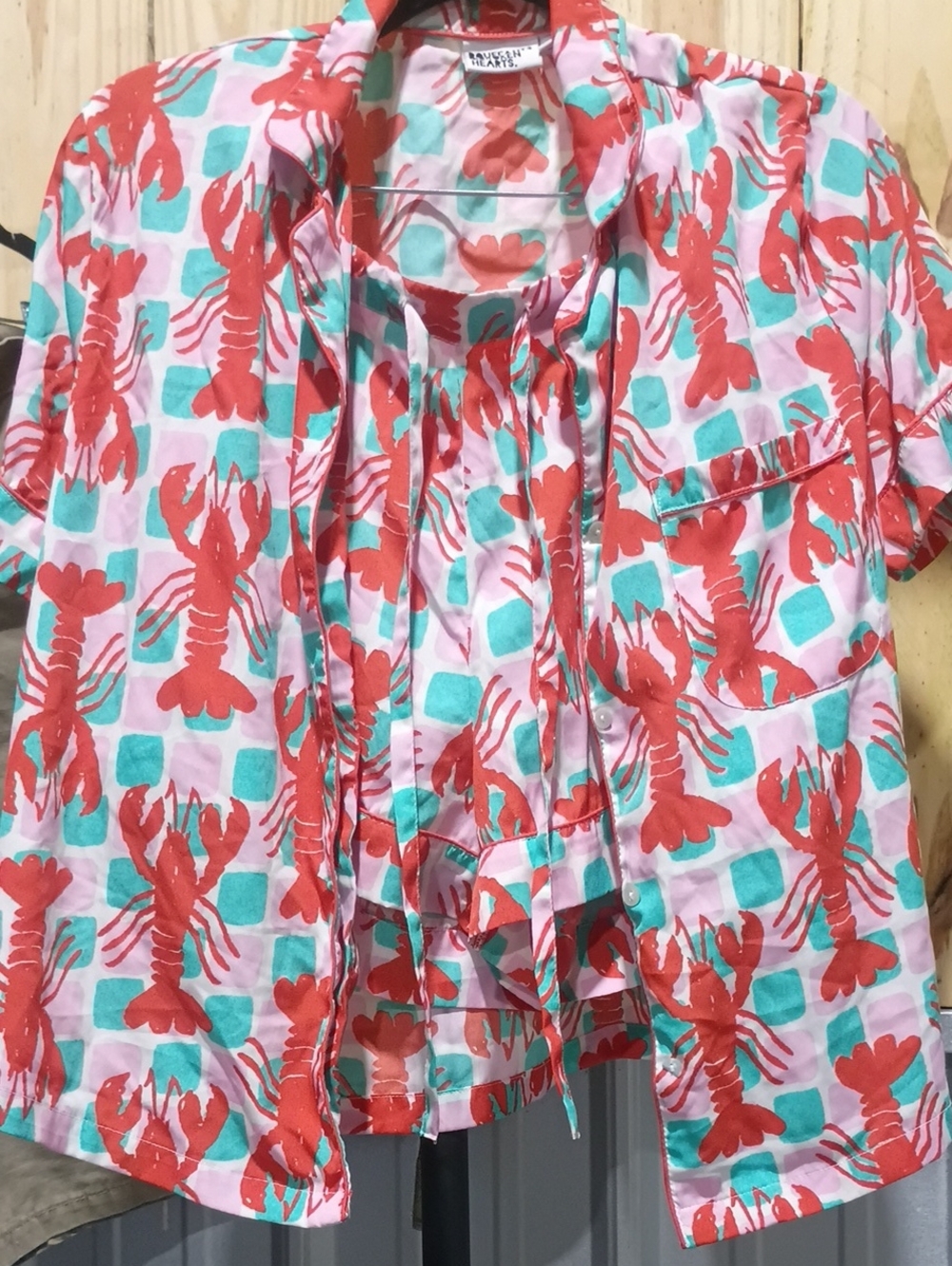 Seaspray Coral Lobster Button-Front Shirt - Pink & Coral